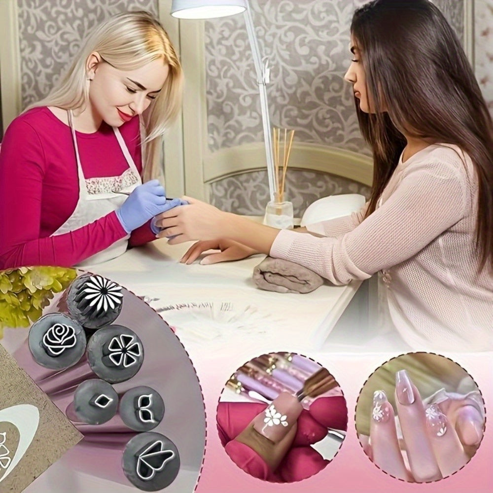 15 Nail Printing Set - Precision Tools for DIY Nail Art, Various Flower Patterns and Templates, Women'S DIY Nail Art Tools, Fragrance Free, Foot and Hand Care Accessories